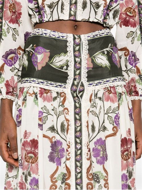 Rococo midi skirt FARM RIO | 344235ROCOCOFLOWERSCREAM26091